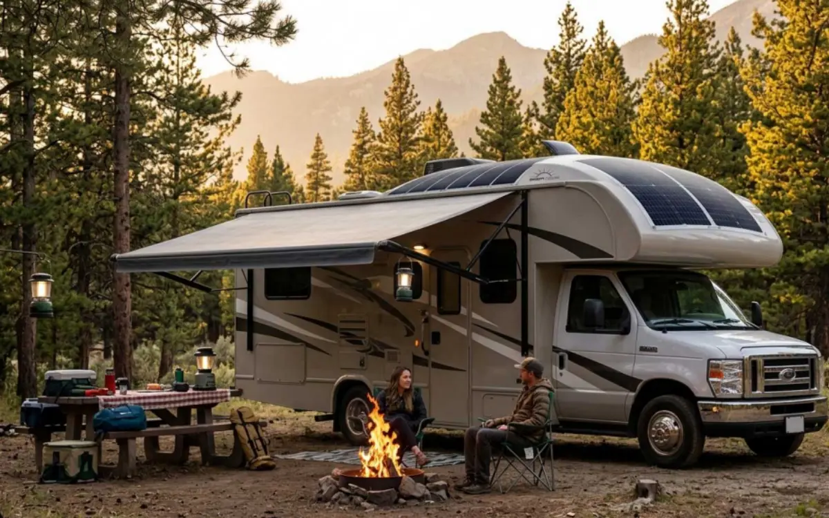 Flexible Solar Panel for RV and Camper Van Flexible solar panel installed on an RV camper van roof