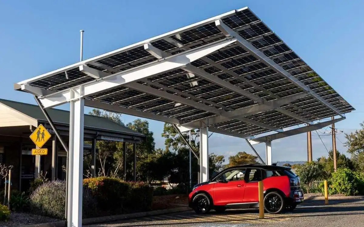 Solar Carport Applications Using Bifacial Solar Panels Bifacial solar panels installed on solar carport structure for clean energy generation