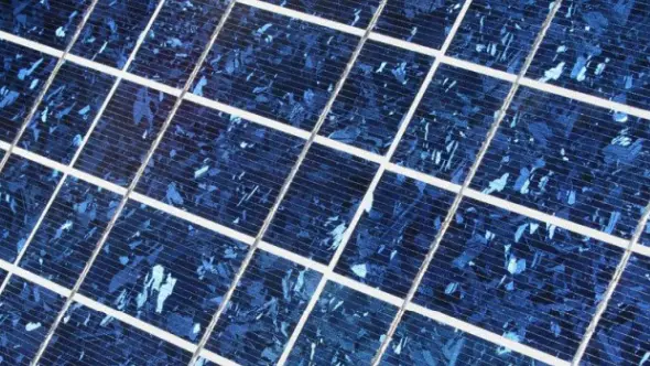 Polycrystalline Solar Panel Cell Structure Close-up of blue polycrystalline solar panel cells