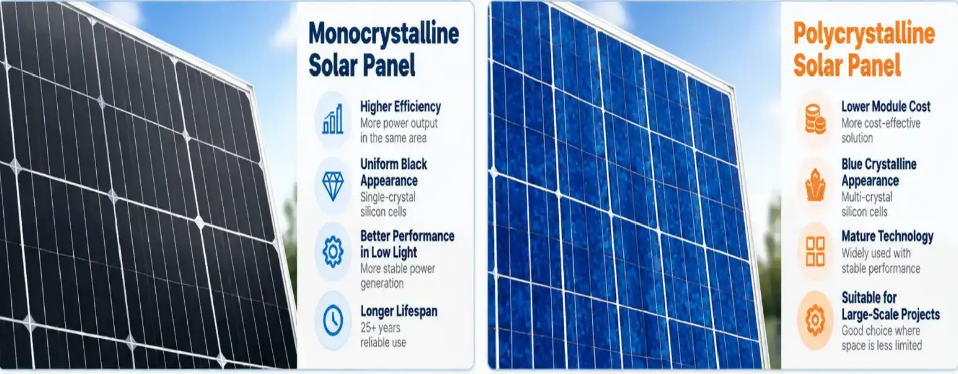 Monocrystalline vs polycrystalline solar panels comparison Monocrystalline vs polycrystalline solar panels comparison