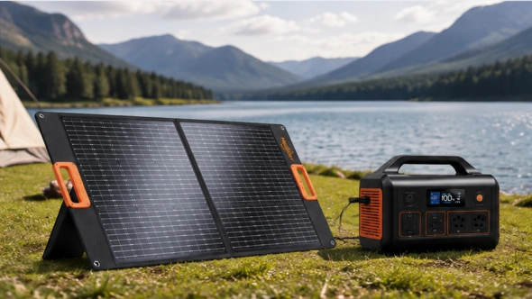 What Is a Portable Solar Panel? | Hinergy Hinergy portable solar panel with power station for outdoor and off-grid use