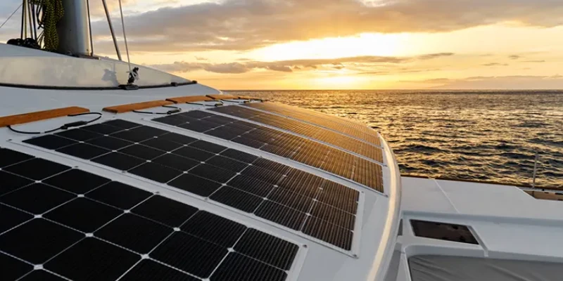 Small Solar Panels for Marine & Boats Small solar panel installed on a boat for marine battery charging and onboard electronics