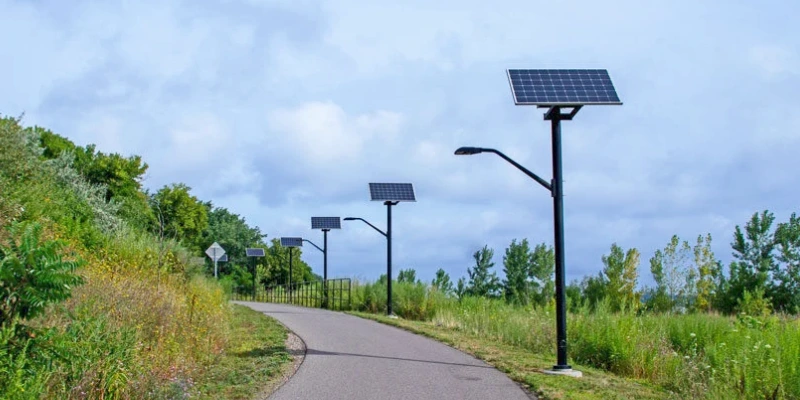 Small Solar Panels for Outdoor Lighting Small solar panel powering garden lights and outdoor solar lighting systems