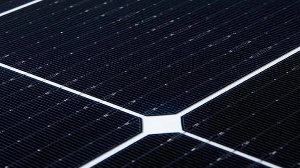Monocrystalline Solar Panel Cell Structure Close-up of black monocrystalline solar panel cells