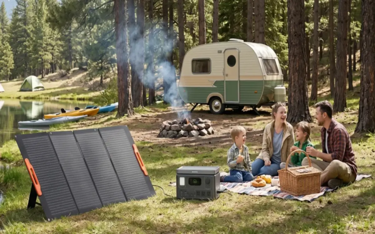 Portable Solar Panel for Portable Power Stations Portable solar panel charging a portable power station