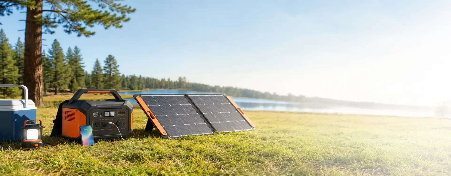 Portable solar panel and power station setup for outdoor, camping and off-grid power applications Portable Solar Panel for Outdoor and Off-Grid Power