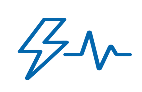 Lightning bolt and waveform representing solar panel power and voltage