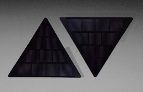 Two triangular solar panels displayed in upright and inverted orientations