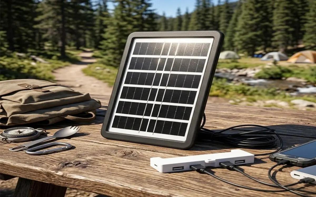 Mini solar panel with USB charging port for mobile devices and portable power charging
