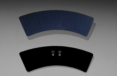 Two flat arc-shaped solar panels with curved inner and outer edges